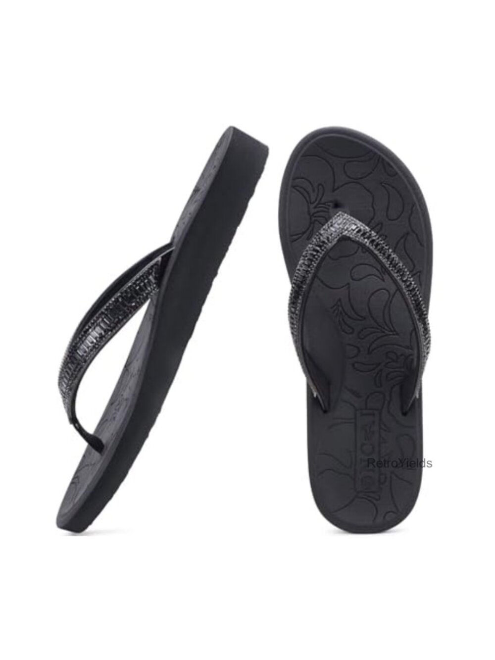Women's Flip Flops Rhinestone Arch Support Yoga Mat Comfort Walking Sandals